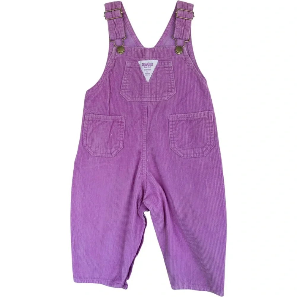 OshKosh B'gosh Corduroy Overalls Toddler 18M Purple Vintage Bibs 816-0008 90 Y2K
